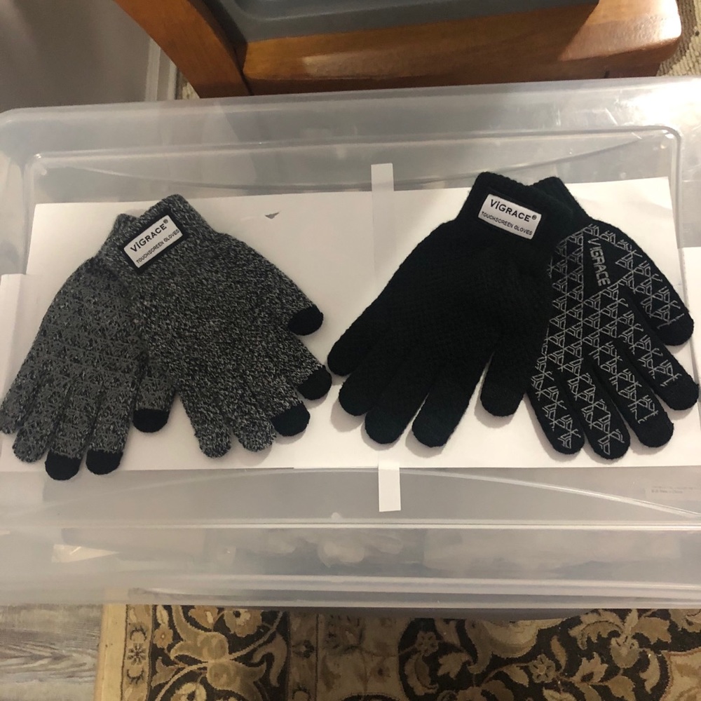 ViGrace Men/Women’s Touchscreen Winter Gloves 2 pk